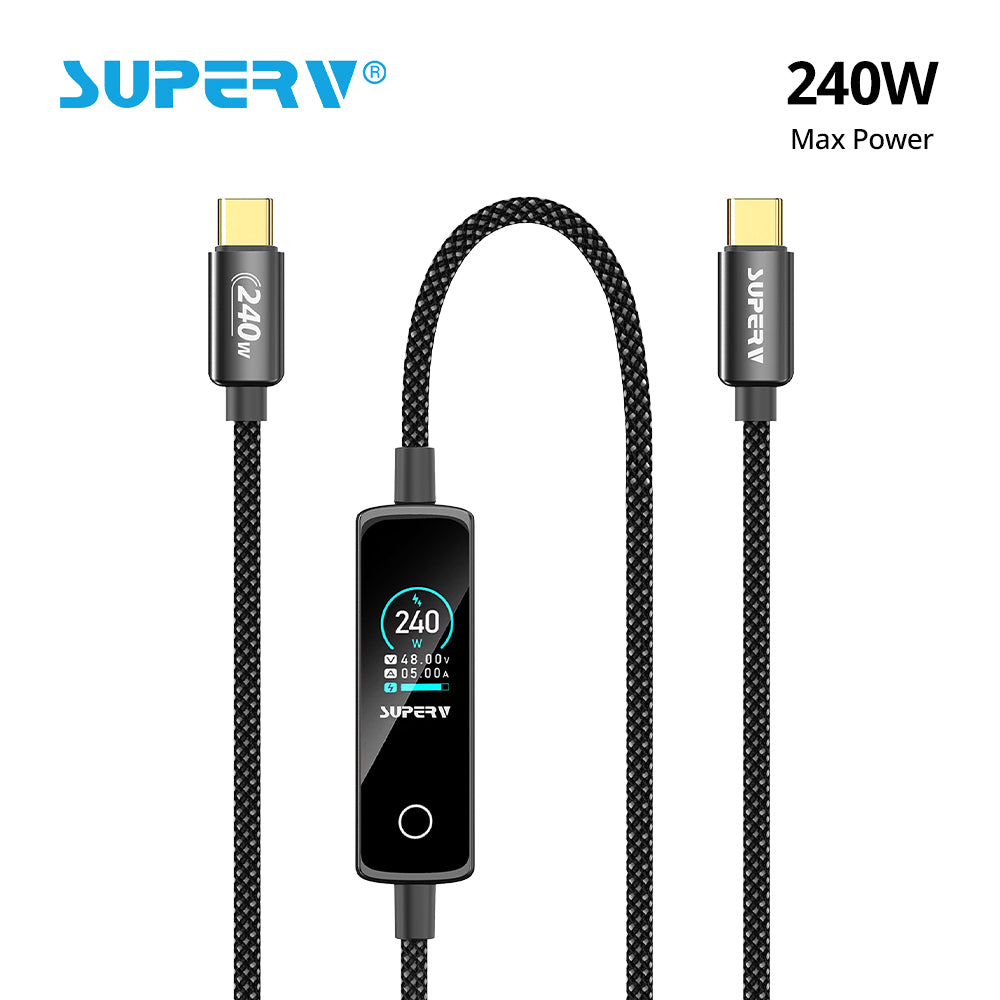 SuperV 240W TFT Digital Display Fast Charging Cable - RT240 (1.2m)