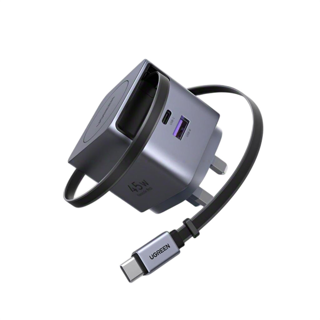 Ugreen X614-65823 45W GaN Charger Retractable 0.7m Cable 2C1A