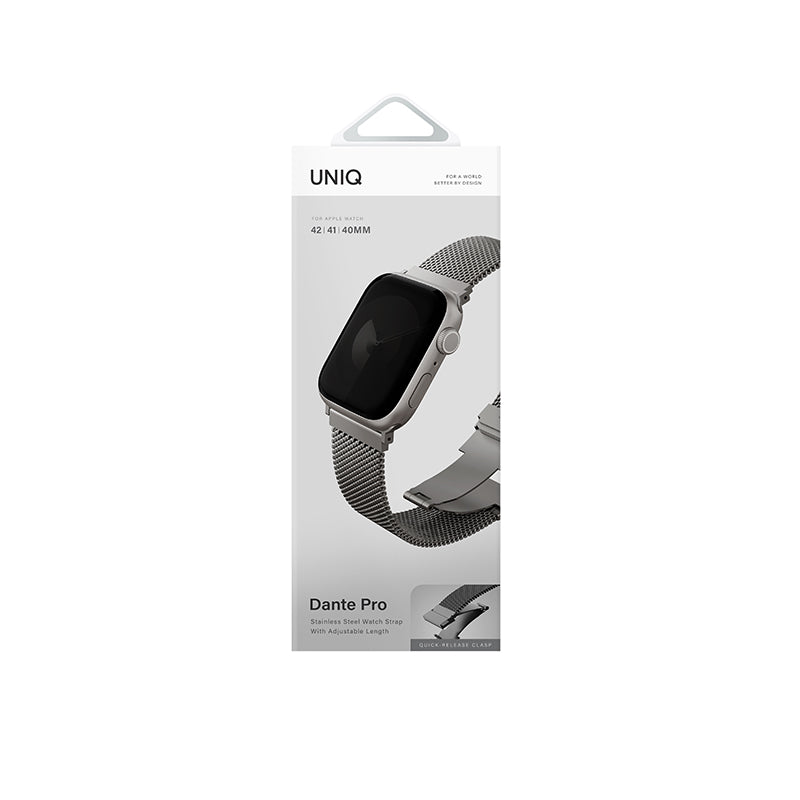 Uniq Dante Pro Apple Watch Self-Adjustable Mesh Steel Band 42/41/40MM - Titanium Silver