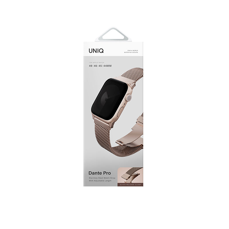 Uniq Dante Pro Apple Watch Self-Adjustable Mesh Steel Band 49/46/45/44MM - Metallic Rose