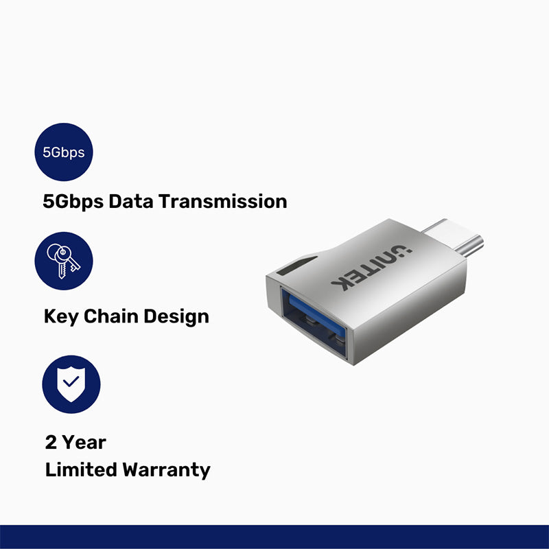 Unitek A1025GNI USB-C to USB-A OTG Adapter