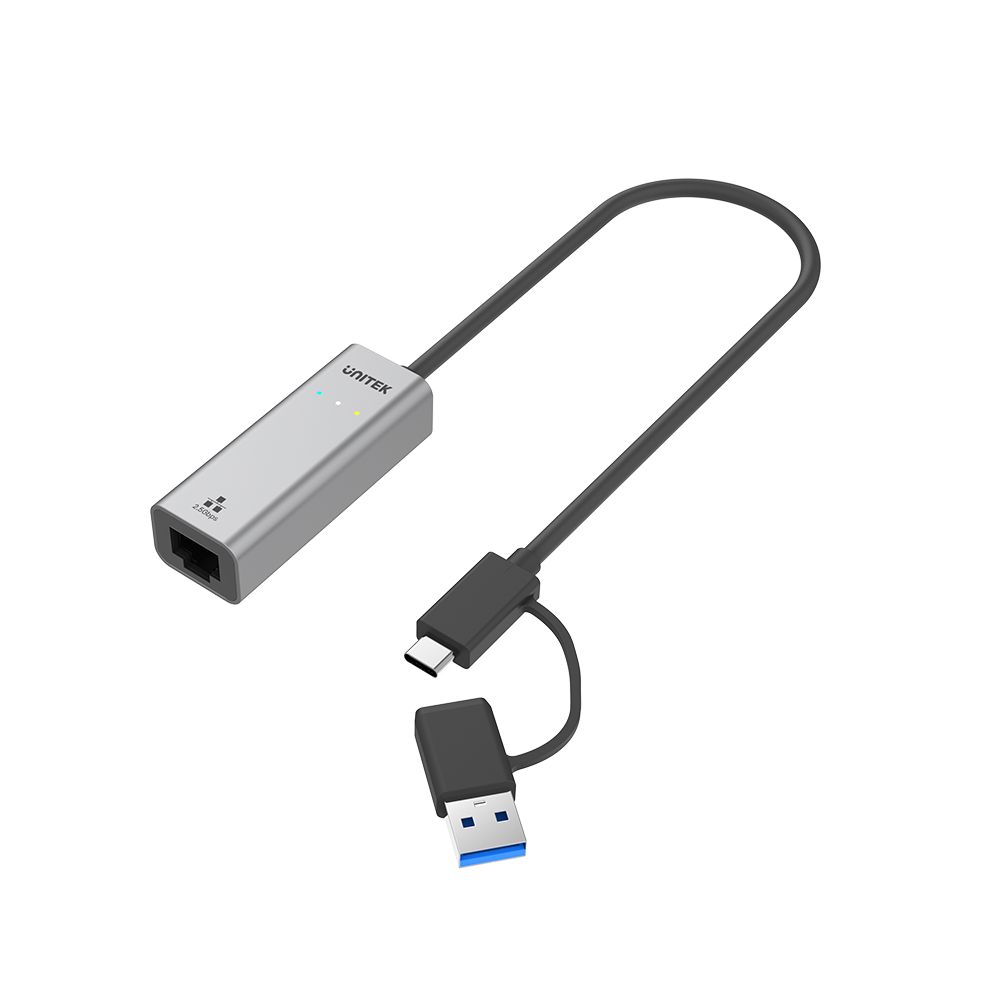 Unitek U1313CGY01 USB-C plus USB-A to 2.5G Ethernet Adapter