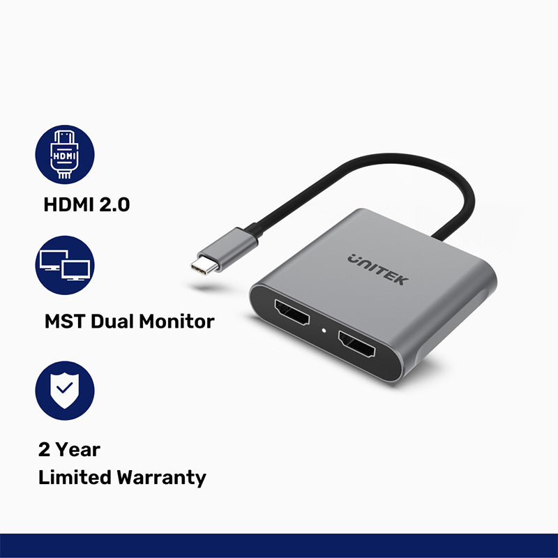 Unitek V1404B USB-C to Dual HDMI 4K Adapter