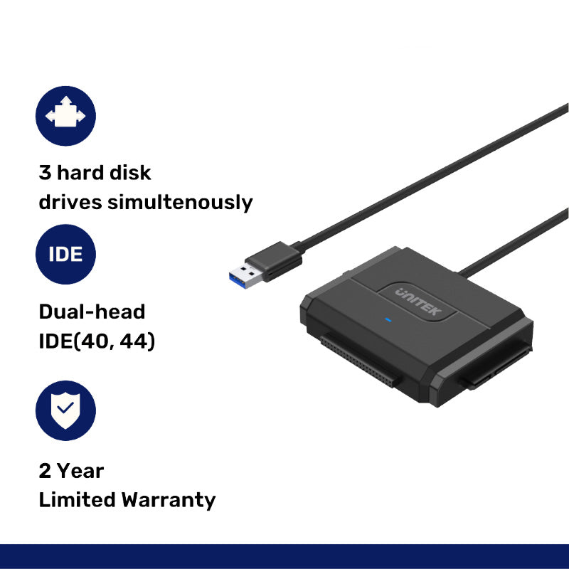 Unitek Y-3324 SmartLink Trinity USB 3.0 to 3-Port HDD/SSD Adapter