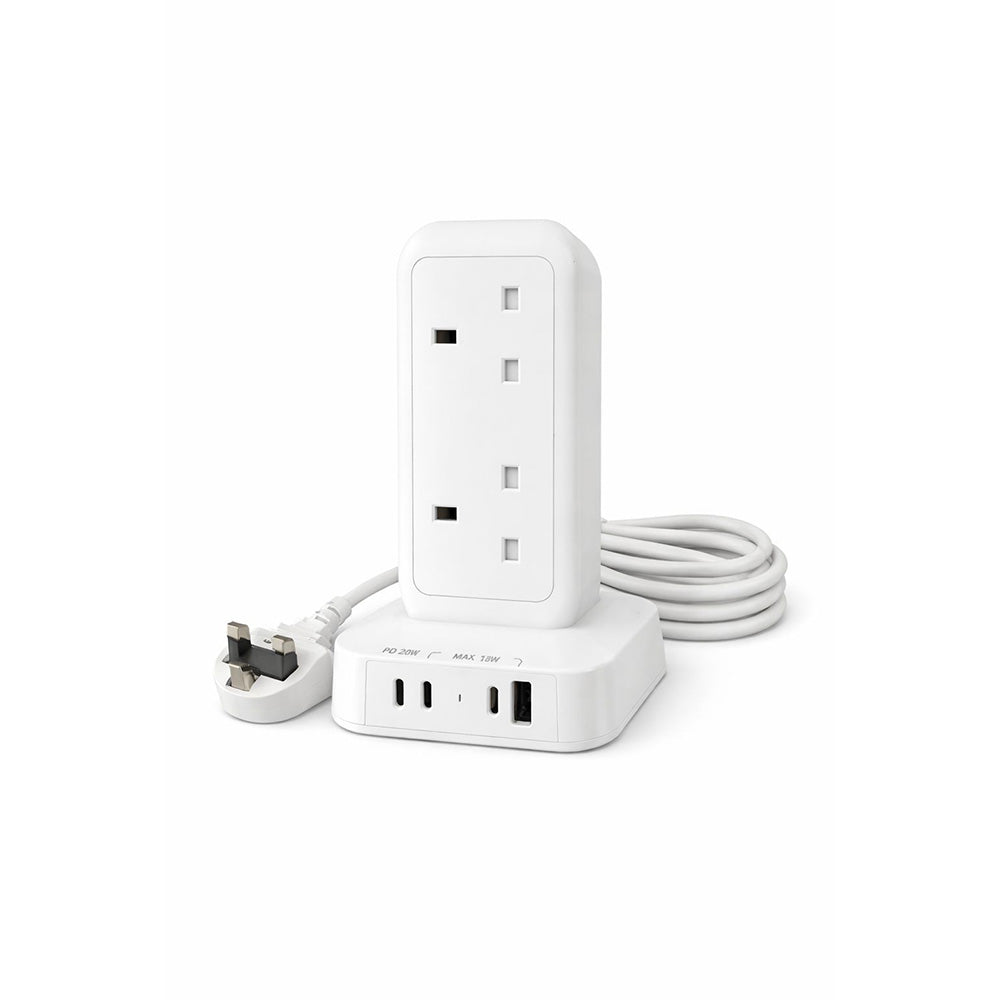 Valore PD65W 3m Tower Extension Socket (AC-Z45UK3CA1) - White