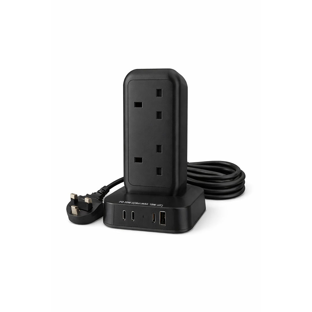 Valore PD65W 3m Tower Extension Socket (AC-Z45UK3CA1) - Black