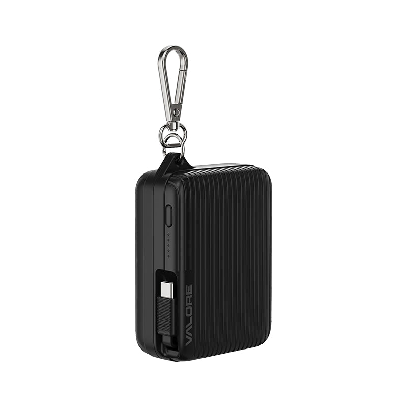Valore PD30W 10000mAh Retractable Cable Powerbank CCC Certified (PD45) - Black