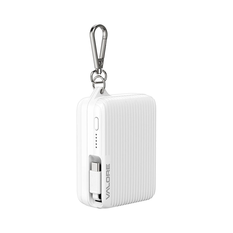 Valore PD30W 10000mAh Retractable Cable Powerbank CCC Certified (PD45) - White