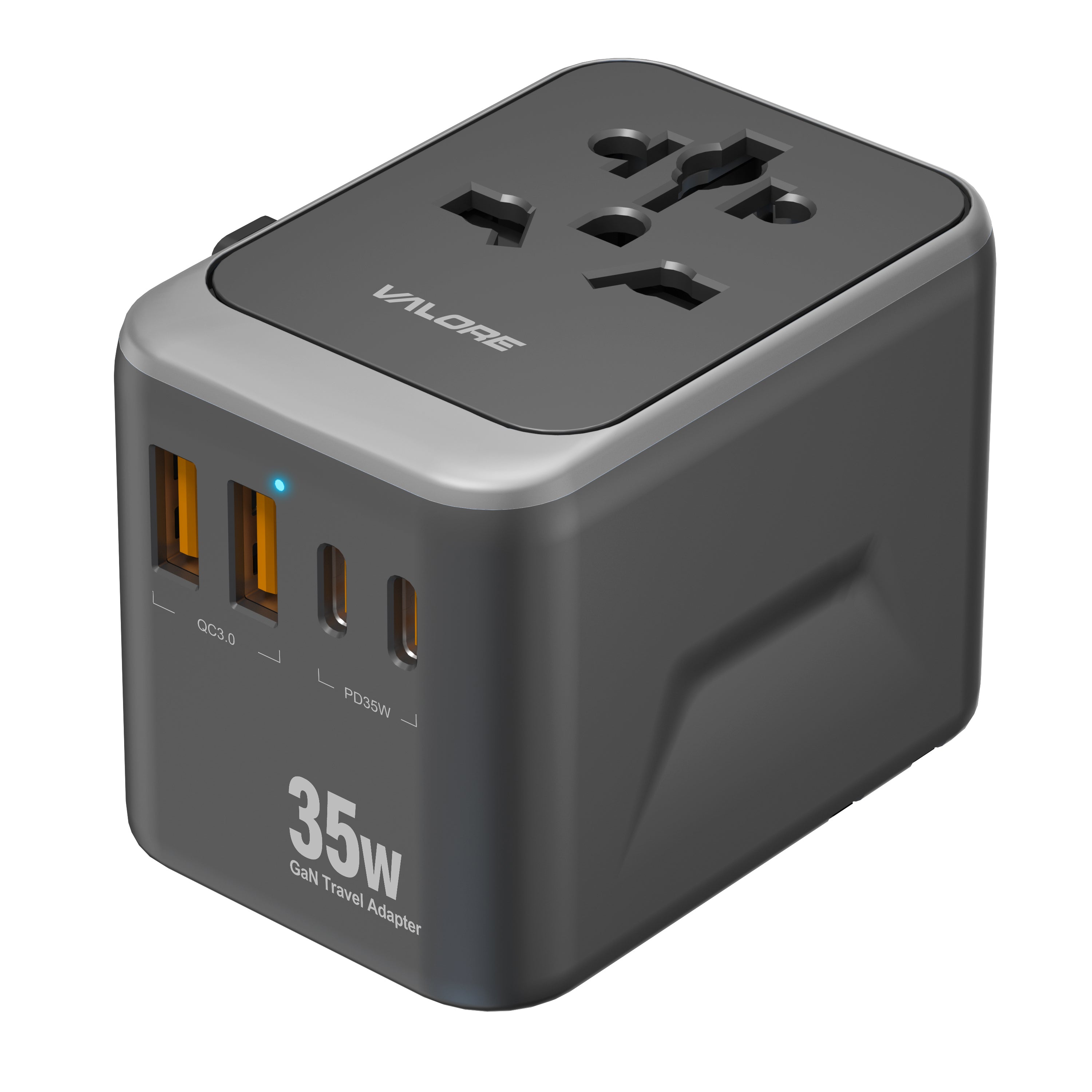 Valore GaN 35W 2A+2C Universal Travel Adapter (UTA-018) - Black