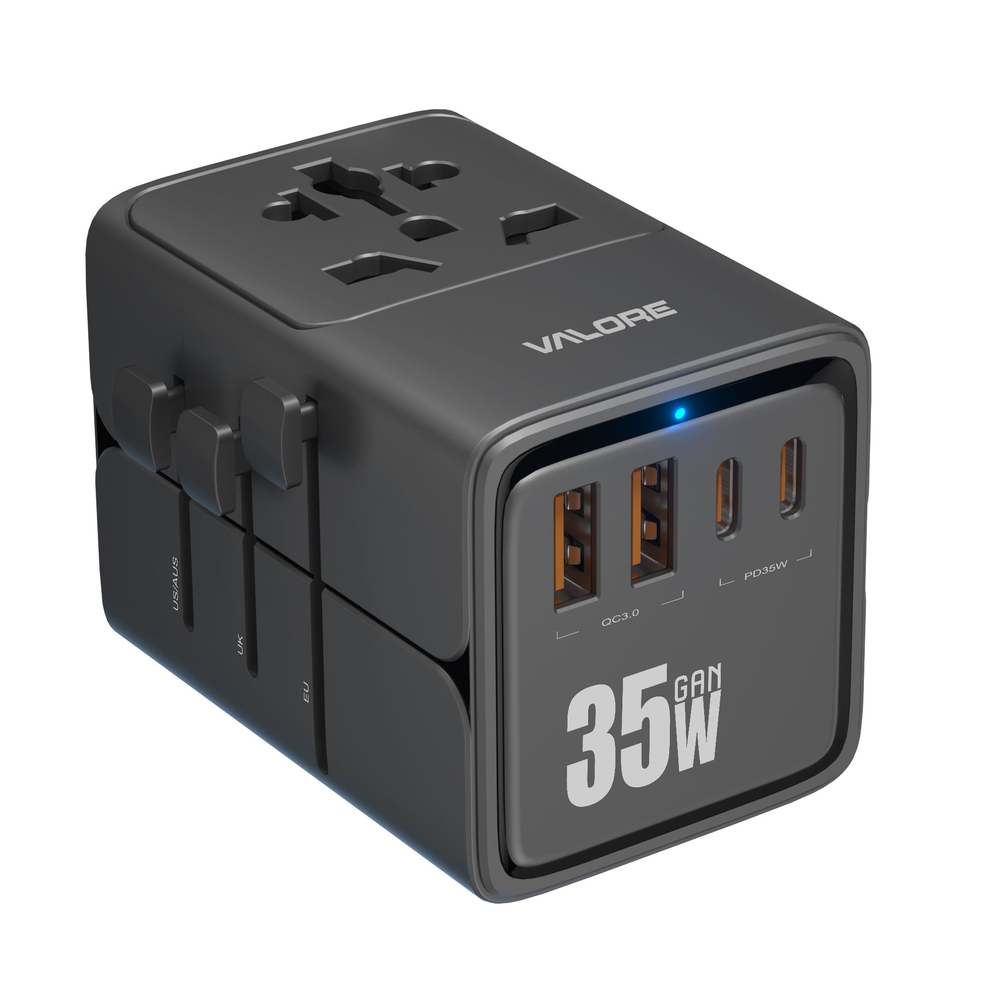 Valore GaN 35W 2A+2C Universal Travel Adapter (UTA-019) - Black