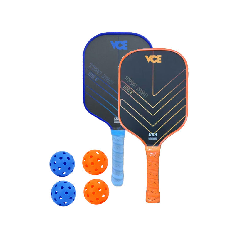 VCE PCF-05 Pro Pickleball Paddles Set (Carbon Fiber) - Blue/Orange