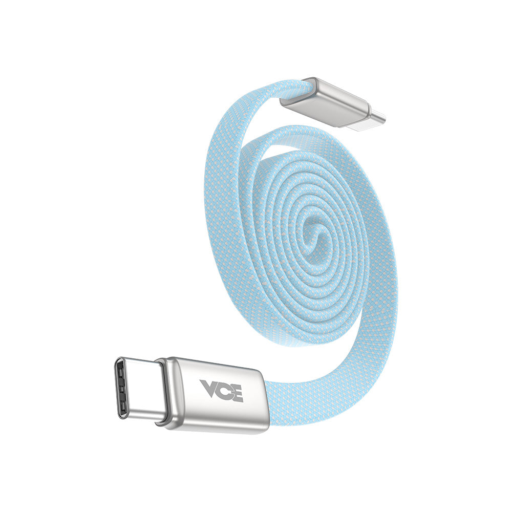 VCE VE-TC20 PD100W USB-C to USB-C Ultra-Thin Flat Magnetic Cable - Blue