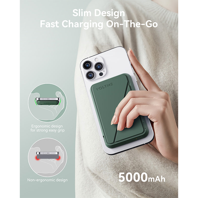 Voltme MagPak 5K MagSafe Magnetic Wireless Power Bank (Green)