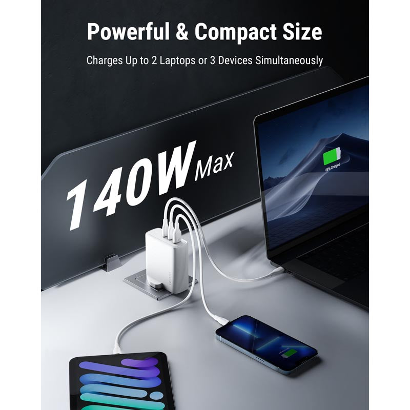 Voltme Revo 140 140W 2C+1A Wall Charge (White)